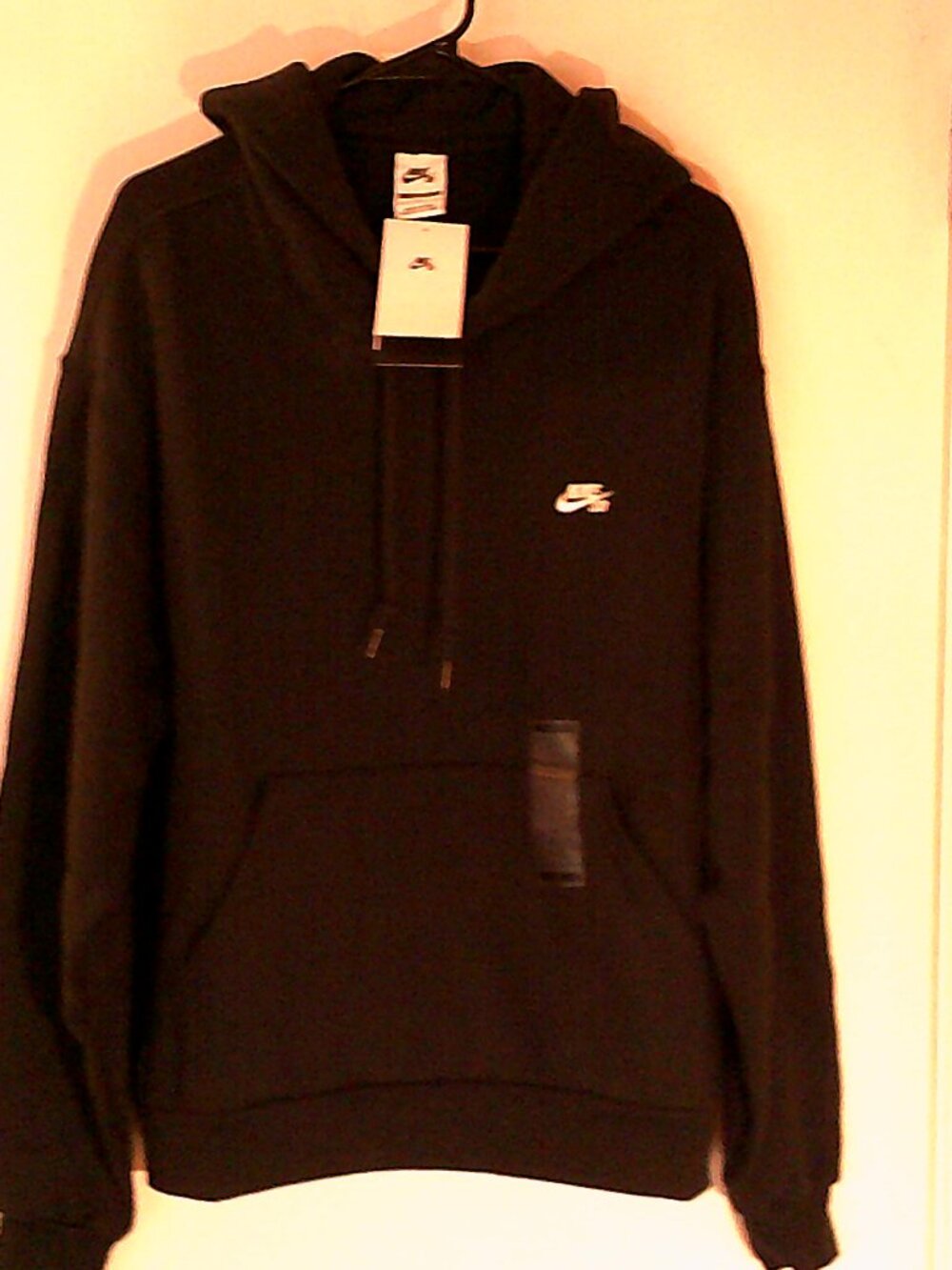 NEW NIKE SB "Fleece PO Skate Hoodie" MEN'S BLACK WHITE PULLOVER L FV7351-010